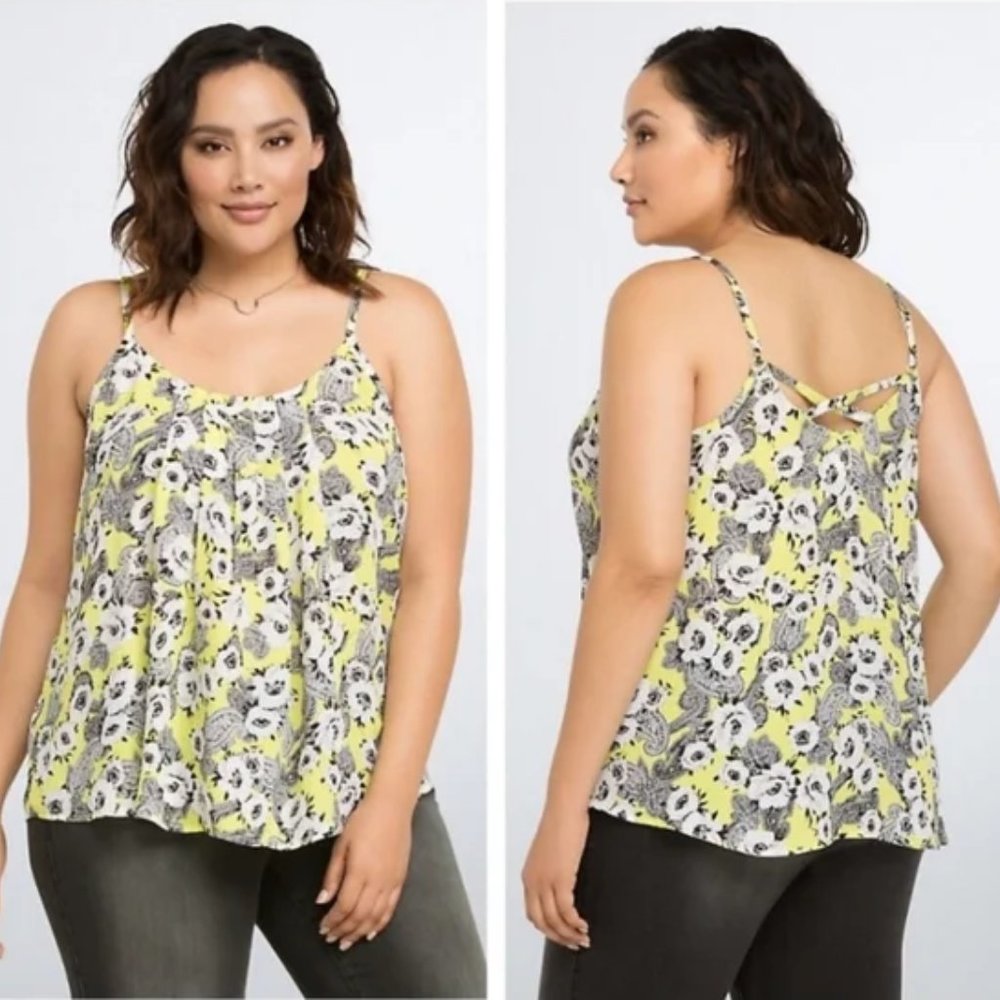 TORRID GEORGETTE FLORAL & PAISLEY CRISS CROSS CAMI TANK TOP (5X)